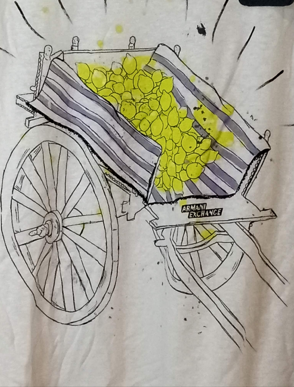 NWT Armani Exchange White TShirt Lemon Cart Summer Designer Luxury XS Oversized - Picture 5 of 11